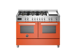 Bertazzoni Professional-serien. 120 cm gasspis med 6-brännare + stekbord, elektrisk dubbelugn. Orange. (PRO126G2EART) - 5 års garanti
