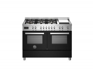 Bertazzoni Professional-serien. 120 cm gasspis med 6-brännare + stekbord, elektrisk dubbelugn. Svart. (PRO126G2ENET) - 5 års garanti