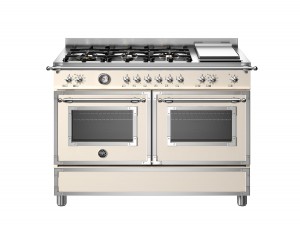 Bertazzoni Heritage-serien. 120 cm gasspis, 6 - mässingsbrännare + grill , elektrisk dubbellugn med 11 funktioner. (HER126G2EAVT) - 5 års garanti