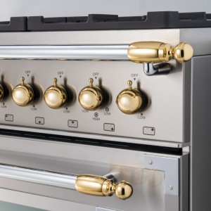 Bertazzoni dekorsats i guld för spis och fläkt. Collezione Metalli (901592)