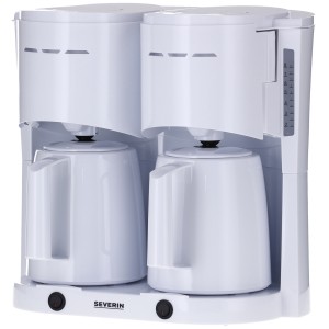 Severin Dubbel termosbryggare. 2x1000W. 2x8 koppar. Vit. (KA9314) Fri frakt, omgående leverans