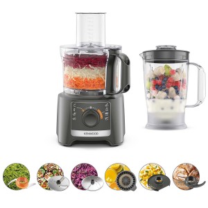 Kenwood Matberedare MultiPro Compact. 800W. 6 tillbehör. Svart. (FDP31.360GY) - Fri frakt. omgående leverans