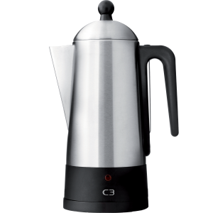 C3 Perkolator Design (Borstat rostfritt) i stål. 6-koppar. (30-32001ECO) - Fri frakt, omgående leverans