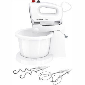 Bosch Elvisp Clevermixx med roterande bunke. Degkrokar + vispar. Turbo. Vit. (MFQ2600G) - Fri frakt