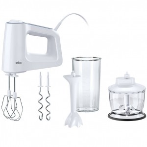 Braun Elvisp MultiMix 3. 500W. 5 hastigheter + turbo. 5 tillbehör. Vit. (HM3135WH) - Fri frakt