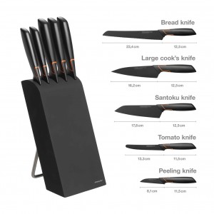 Fiskars Knivblock Edge med 5 knivar. (1003099) - Fri frakt
