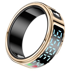FITPADDY Smart ring. LCD-skärm m. realtidsdata. IP68-vattentålighet. Stöd för iOS och Android. Färg: guld. Storlek M. (FITRING01M) - Fri frakt