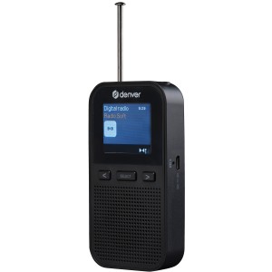 Denver Radio FM DAB+. Laddbart batteri. Fick-format. Svart. (DAH-126)