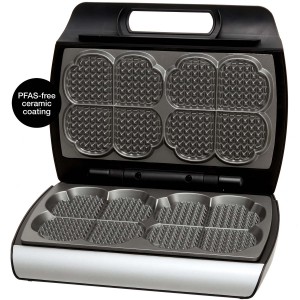 ÅVIKEN Elegance våffeljärn. Keramisk beläggning. Dubbelt järn, 2 st våfflor/8 hjärtformade. 1600W. Avtagbar sladd. (910) -  Fri frakt