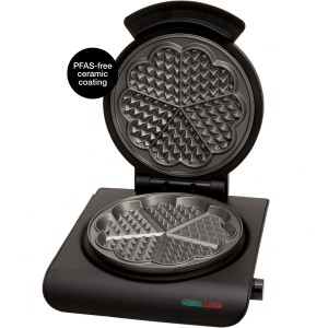 ÅVIKEN Våffeljärn. Singel järn, 5 hjärtan/våffla. Non-stick beläggning. 1000W. Avtagbar sladd. Svart. (907.2)