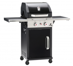 Landmann gasolgrill. 2 huvudbrännare. Gjutjärnsgaller. Grillyta: 47x44 cm. Svart. (Triton 2.0 flexX - Black) - Fri hemleverans