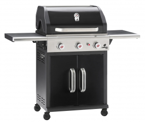 Landmann gasolgrill. 3 huvudbrännare. Gjutjärnsgaller. Grillyta: 65x44 cm. Svart. (Triton 3.0 flexX - Black) - Fri hemleverans