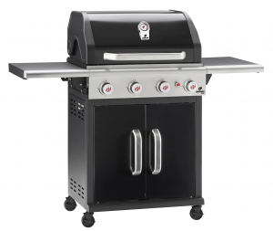 Landmann gasolgrill. 4 huvudbrännare. Gjutjärnsgaller. Grillyta: 65x44 cm. Svart. (Triton 4.0 flexX - Black) - Fri hemleverans