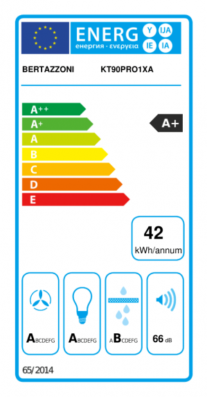 Energidekal Bertazzoni Master-serien. 90 cm, vägghängd fläkt, Rostfri, 1 motor, effekt 750 m3/h. (KT90P1AXT) - 5 års garanti