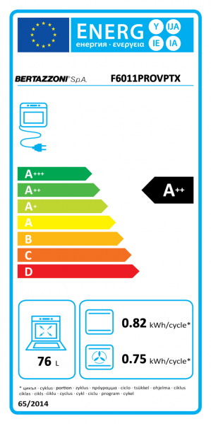 Energidekal Bertazzoni Professional serien. Varmluftsugn. 60 cm. Rostfri. 9 funktioner. LED display. (F609PROESX) - 5 års garanti