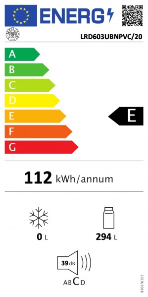 Energidekal Bertazzoni Professional-serien. 60 cm helintegrerad kylskåp, 177 cm hög, door-on-door. (LRD603UBNPVC/20) - 5 års garanti