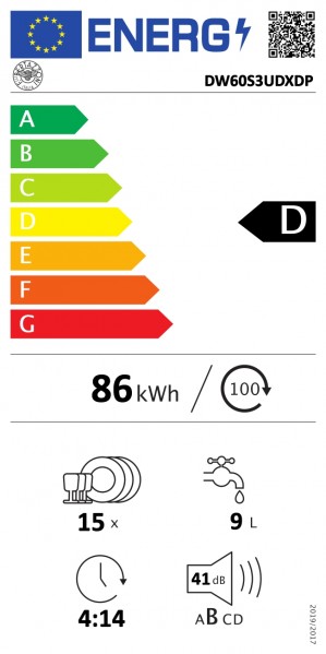 Energidekal Bertazzoni Master-serien. 60 cm diskmaskin med rostfri front (DW60S3UDXDP) - 5 års garanti