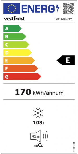 Energidekal Vestfrost Fristående frysskåp - Vit - 83,8cm. 4 års garanti VF 2084 TT (30011)