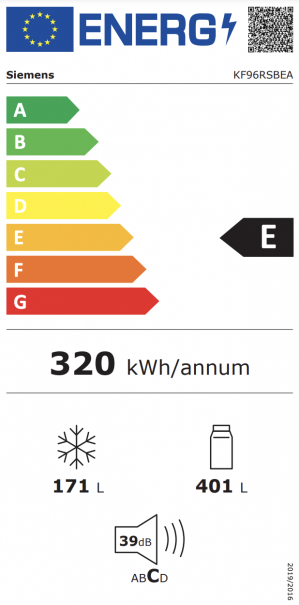 Energidekal Siemens iQ700, Kyl/frys med french door, glasdörrar , 183 x 90.5 cm, Svart (KF96RSBEA) - 2 års garanti