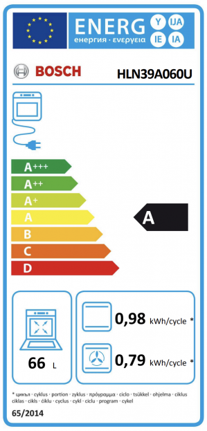 Energidekal Bosch Serie 4, Spis 60 cm med induktionshäll, Svart (HLN39A060U) - 2 års garanti