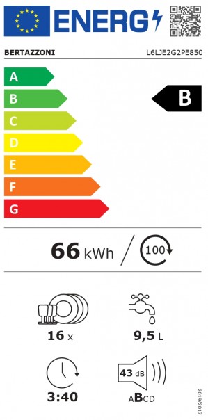 Energidekal Bertazzoni Helintegrerad diskmaskin. 60cm. Sliding-door. XXL (DW60T3IBPSC) - 5 års garanti